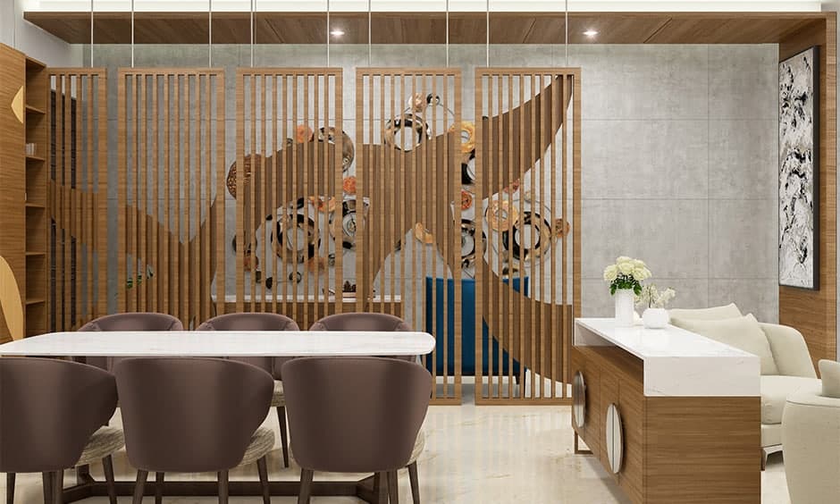 Office Reception Design With Wooden Partition A Modern Approach