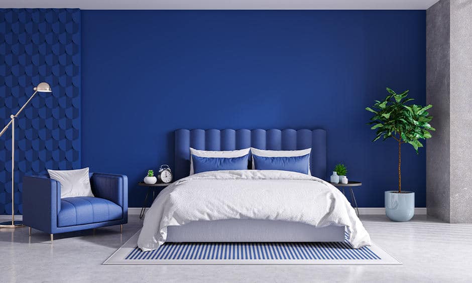 Modern Blue and White Bedroom Interior Design